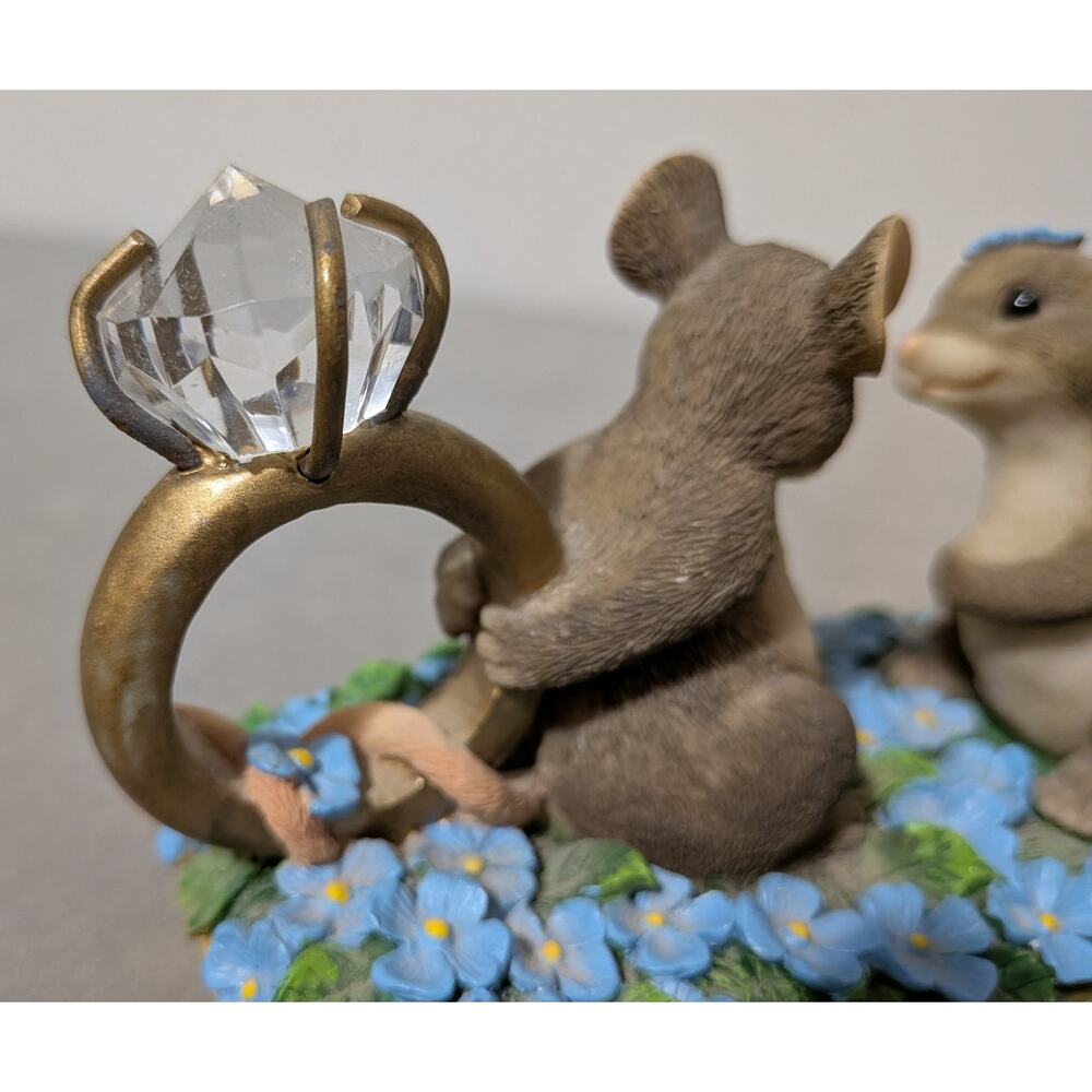 Vtg Charming Tails I Have A Question For You Figurine 89/603 Proposal Ring Mice - Picture 8 of 11